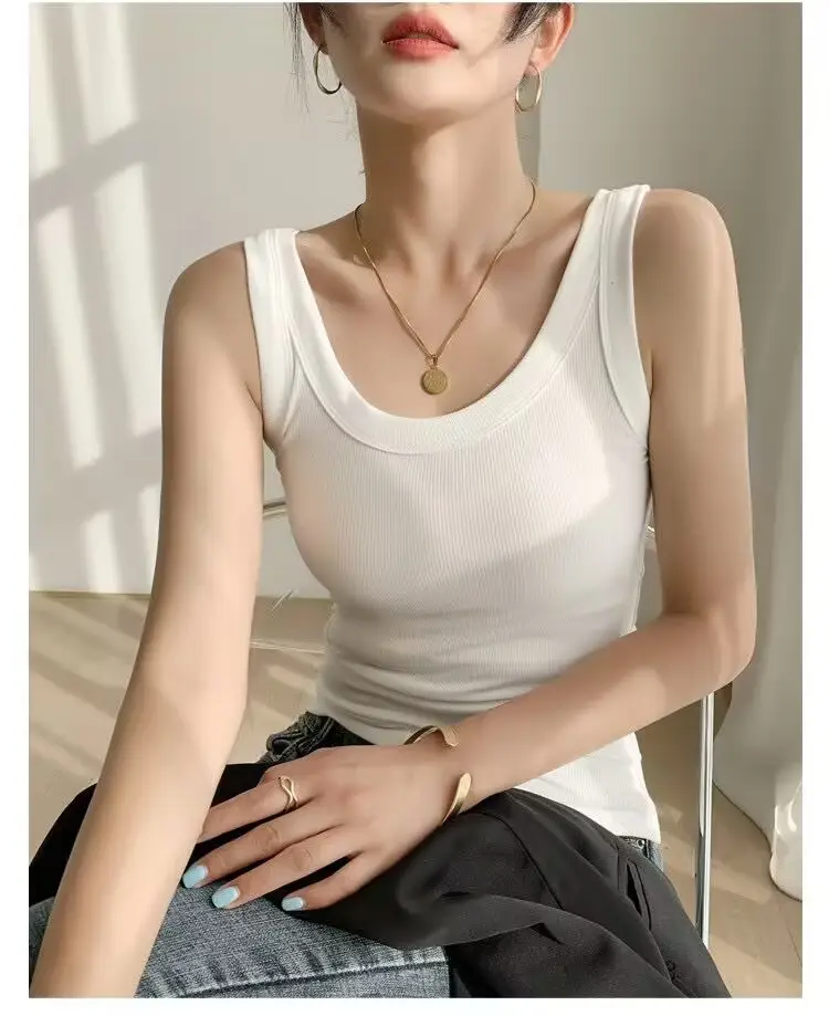 White Knitted Sleeveless Vest for Women Summer — feature 34
