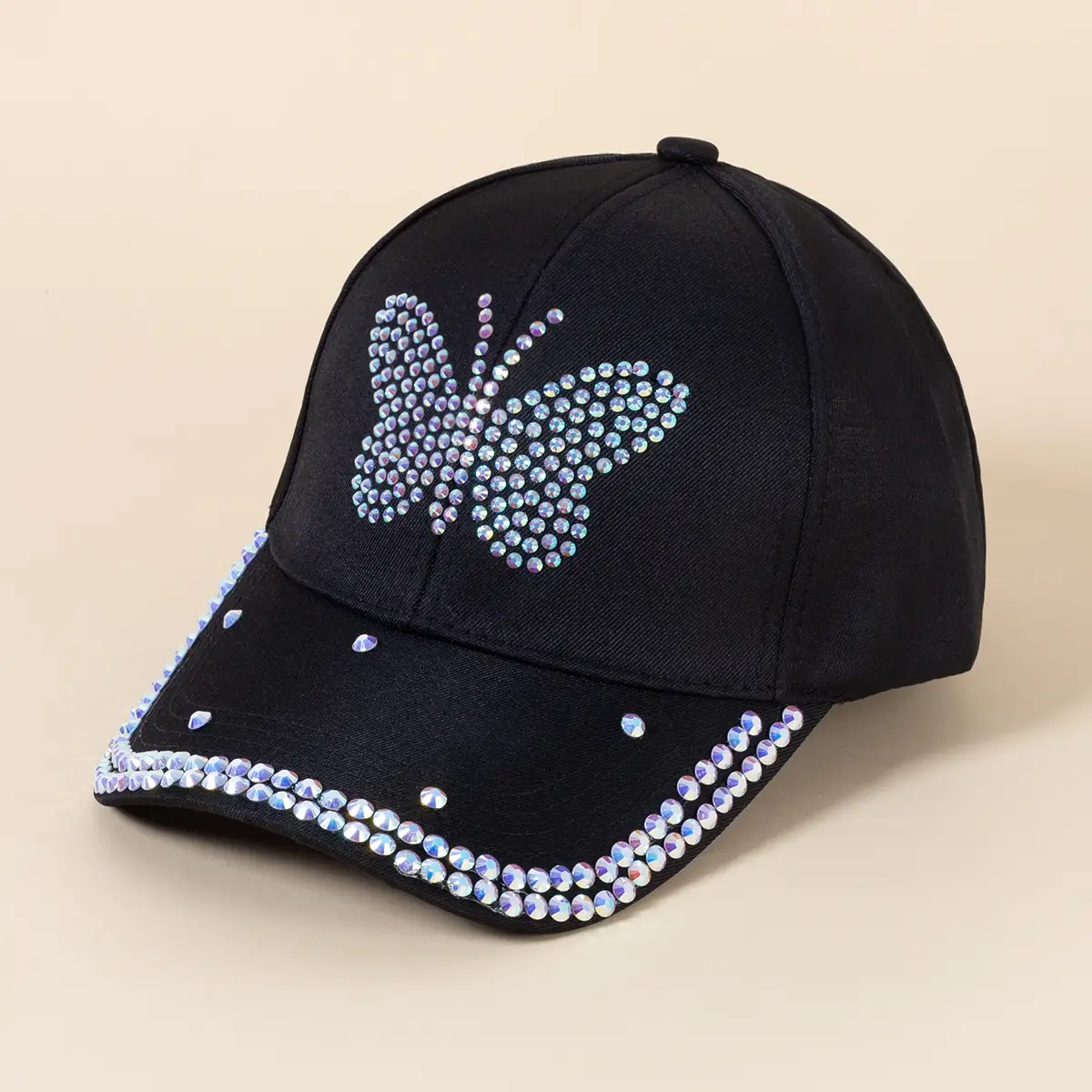 Black Korean Style Women's Rhinestone Cap — feature 13