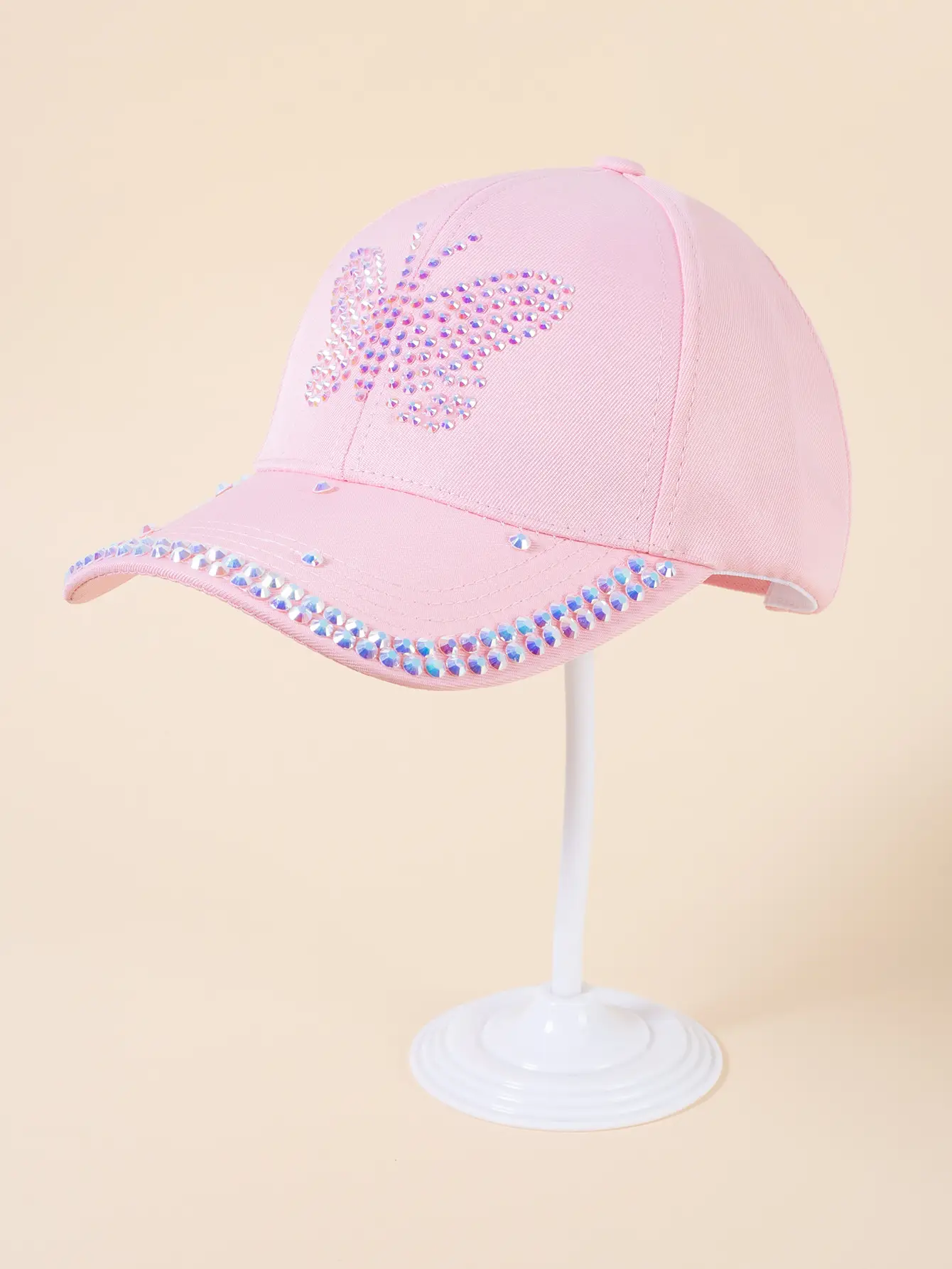 Black Korean Style Women's Rhinestone Cap — feature 3
