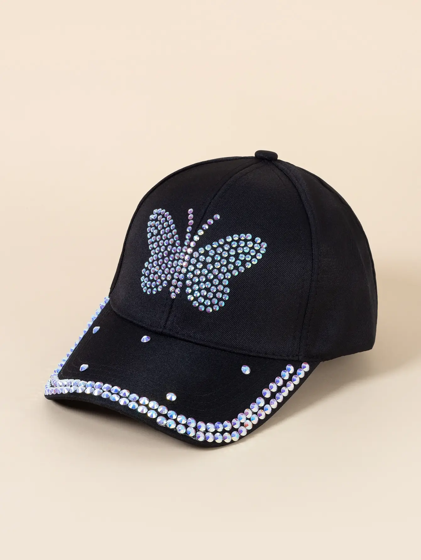 Black Korean Style Women's Rhinestone Cap — feature 6