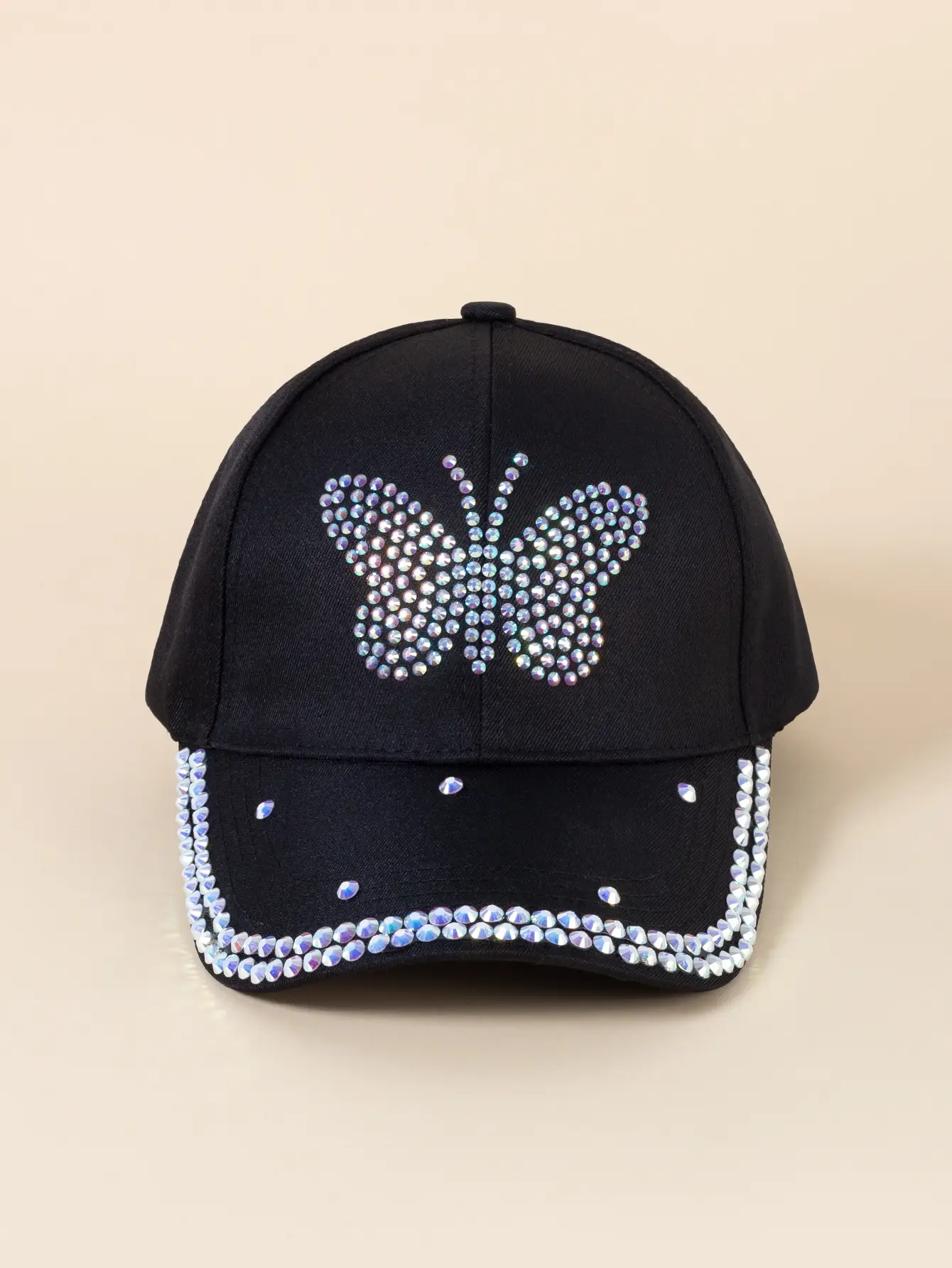 Black Korean Style Women's Rhinestone Cap — feature 7