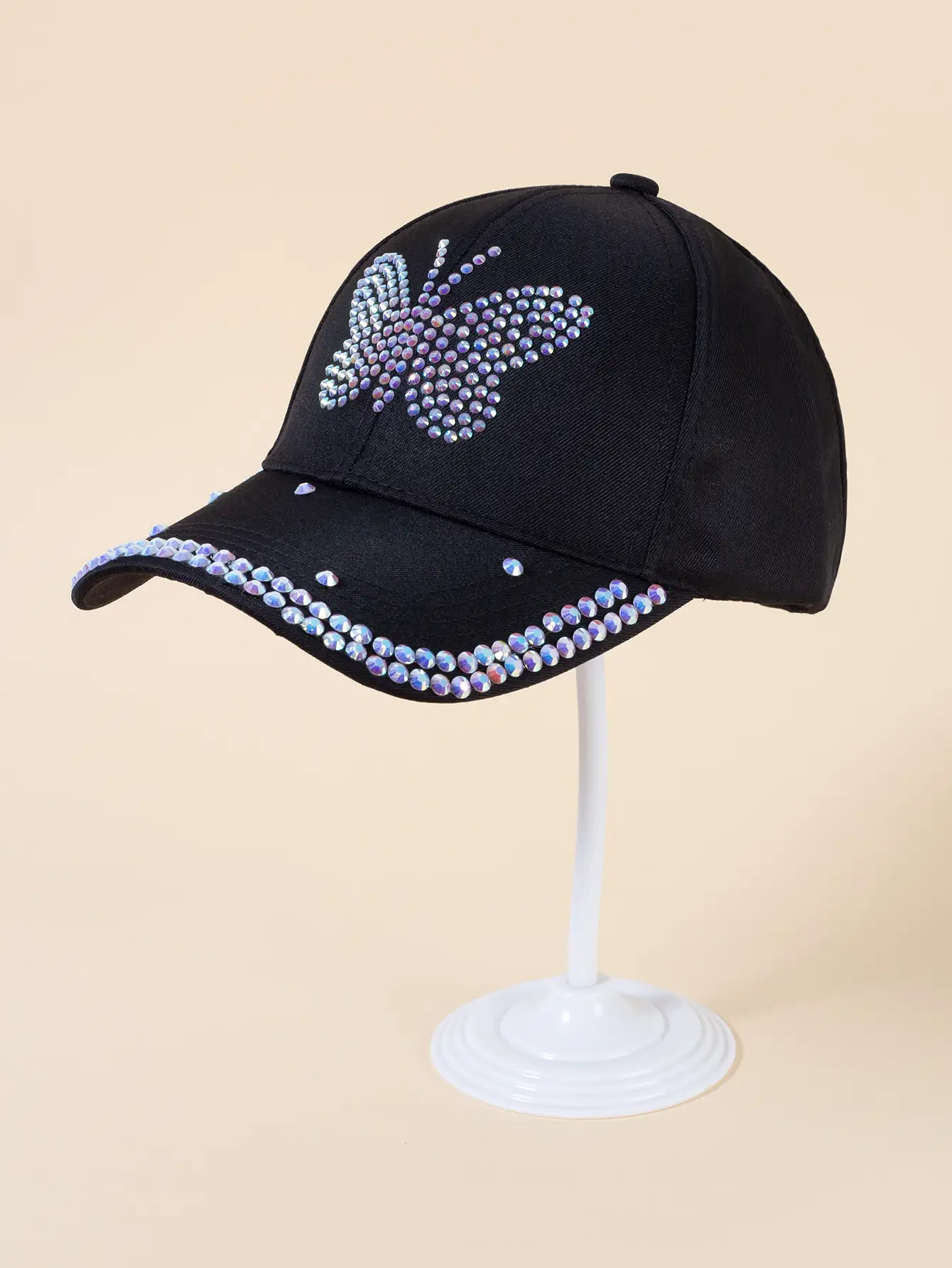 Black Korean Style Women's Rhinestone Cap — feature 8