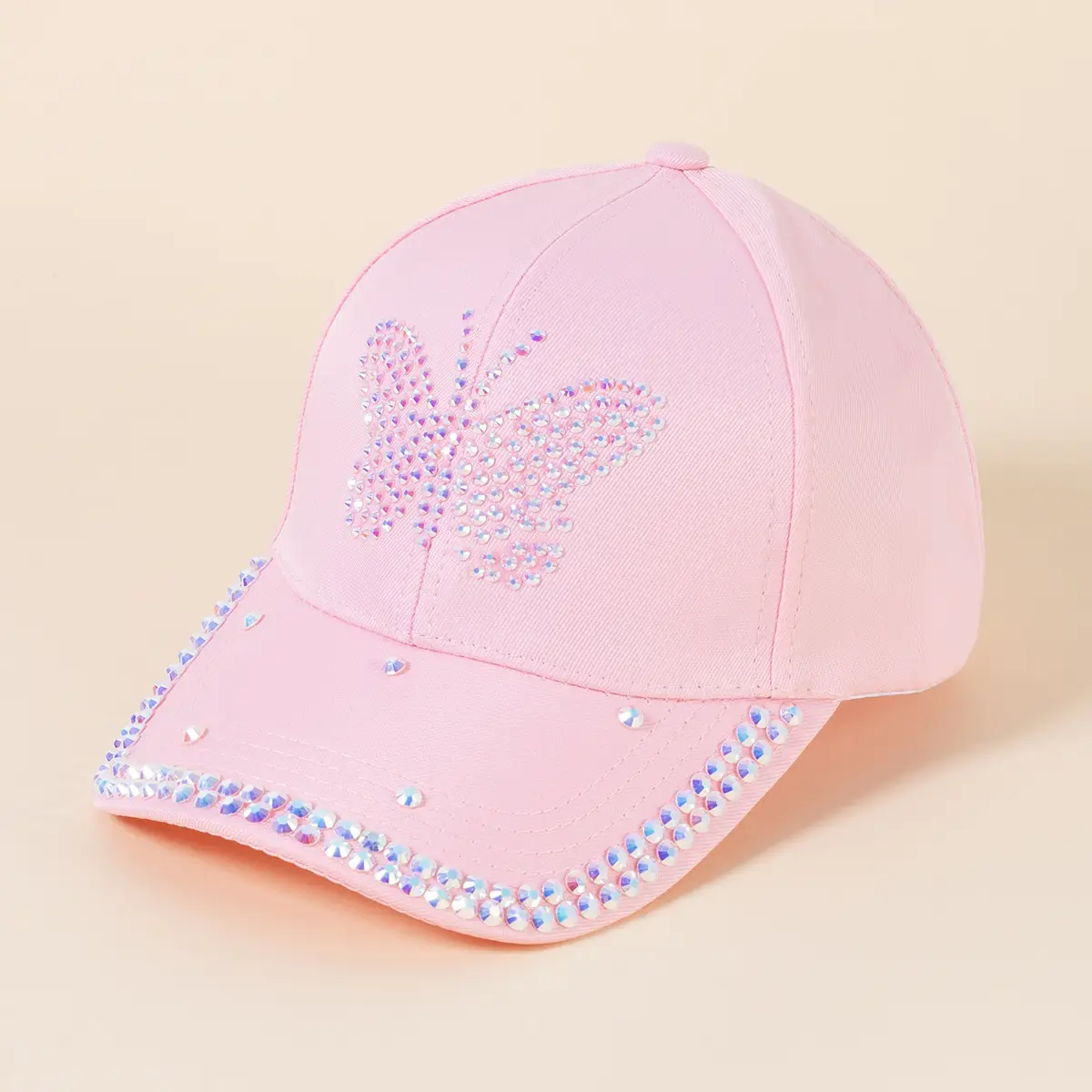Black Korean Style Women's Rhinestone Cap - Image 2