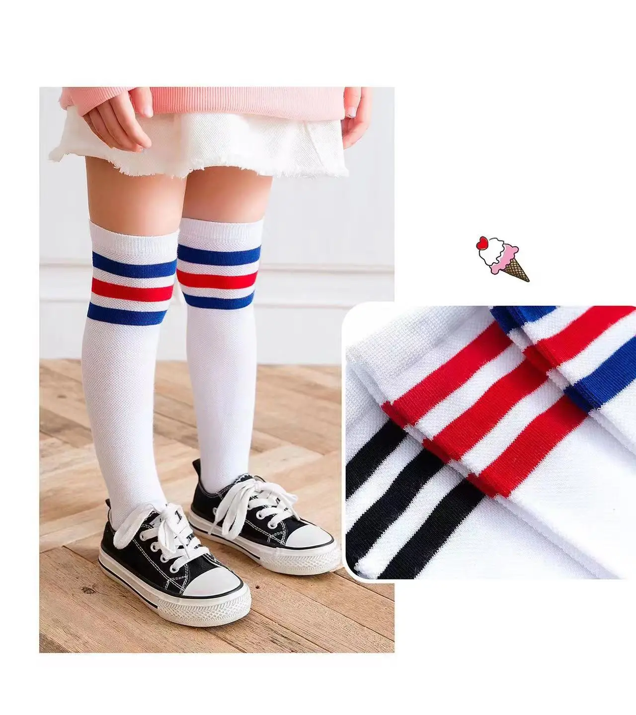 Children's Red Blue Black Super Mesh Dance Socks — feature 9