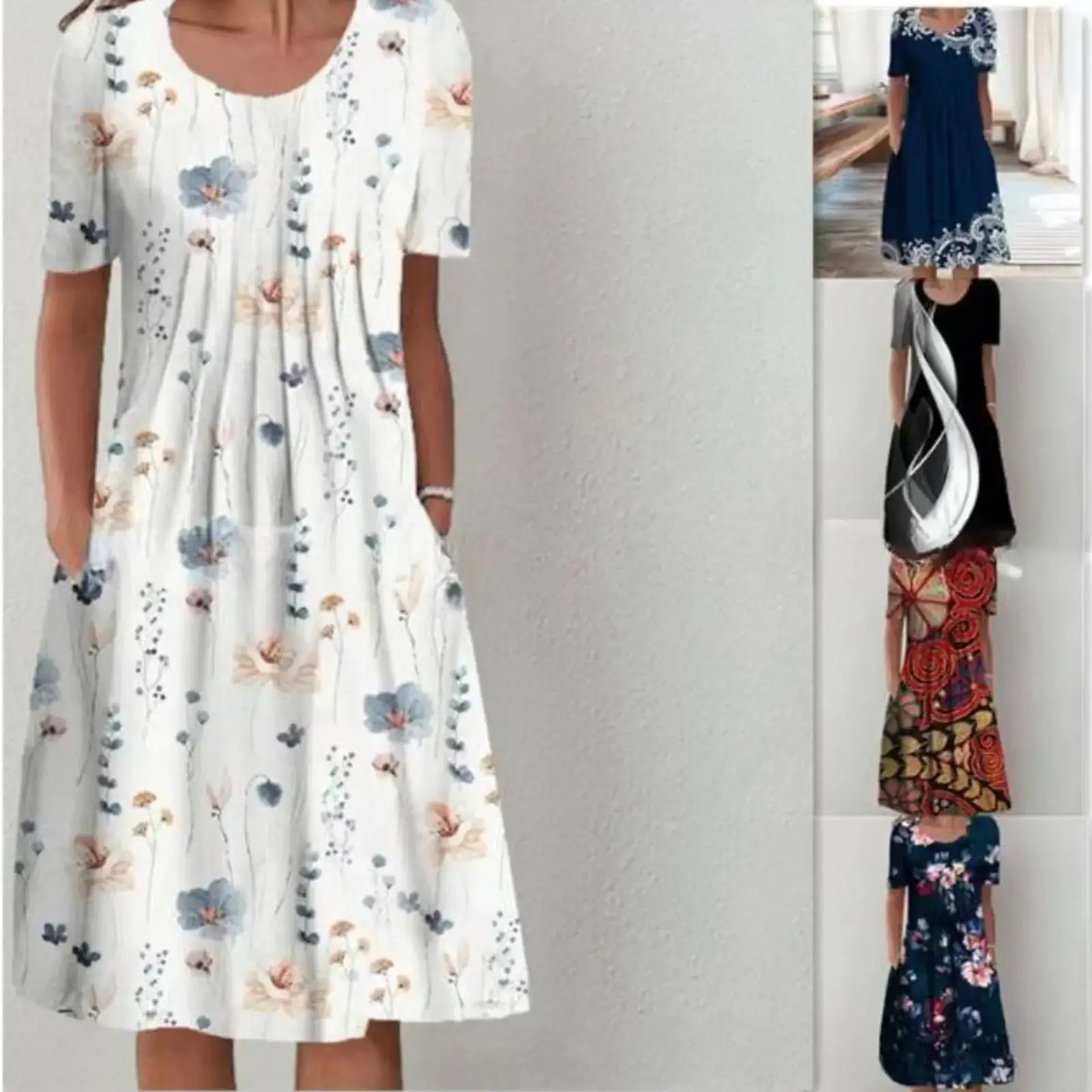 2023 Printed Floral Dress Women Large Size - Image 8