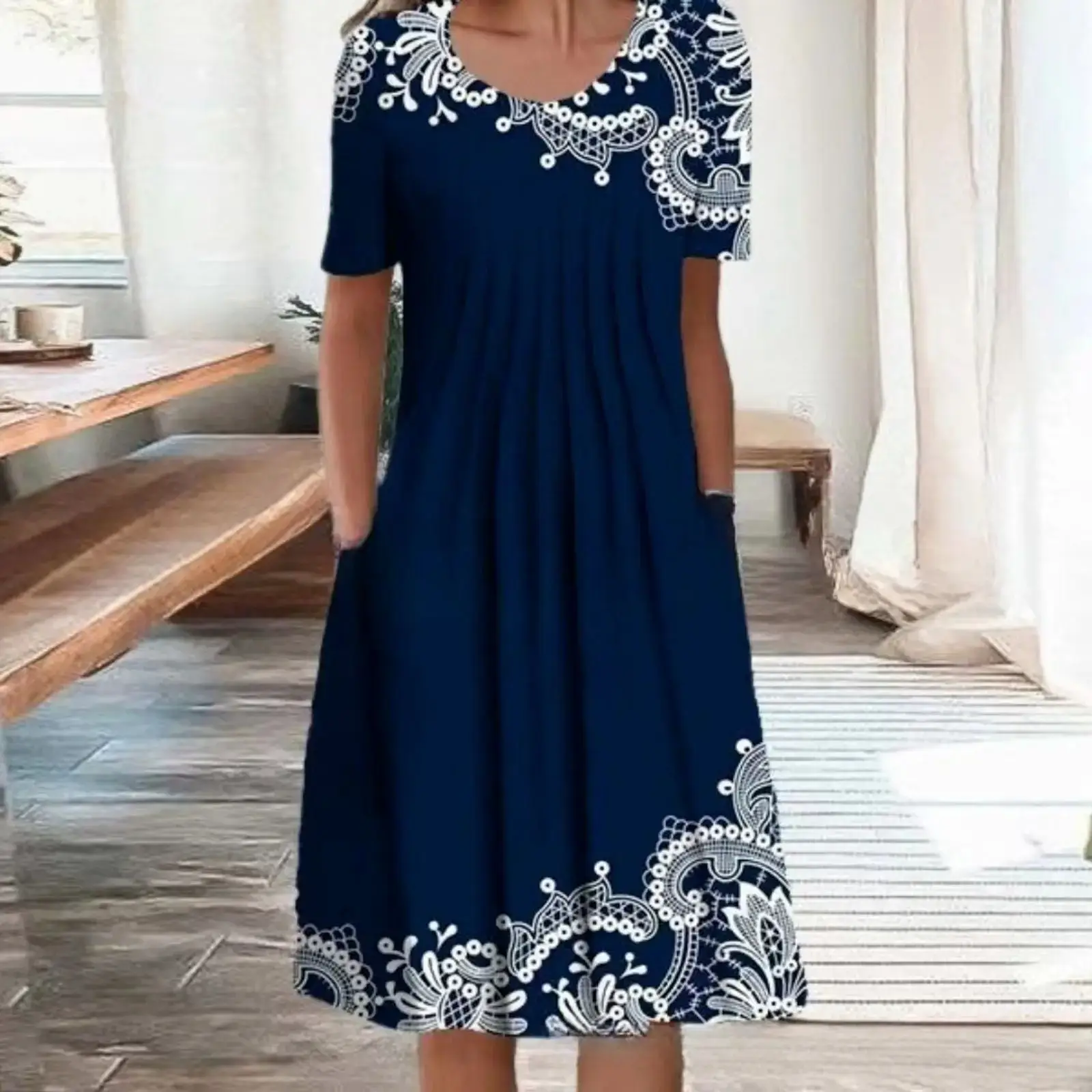 2023 Printed Floral Dress Women Large Size - Image 2