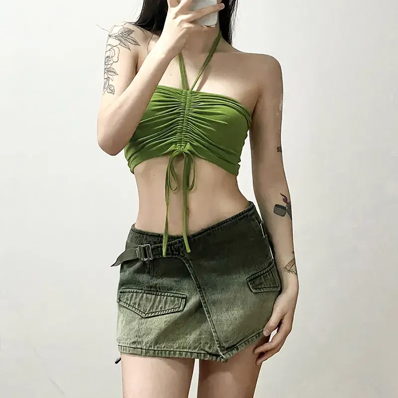 Green Printed Long Sleeve Blouse & Shorts Set for Women - Image 3