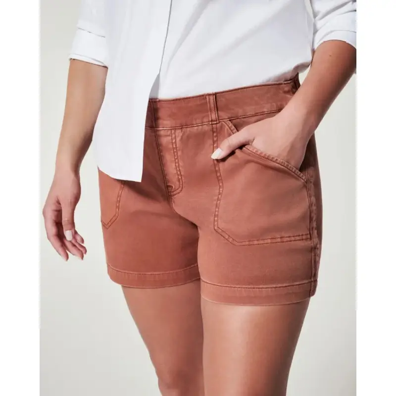Brown Flap Pocket High Waist Shorts for Women