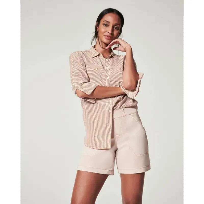 Brown Flap Pocket High Waist Shorts for Women