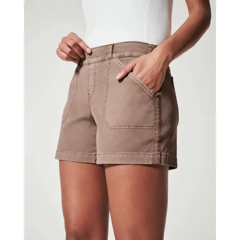 Brown Flap Pocket High Waist Shorts for Women