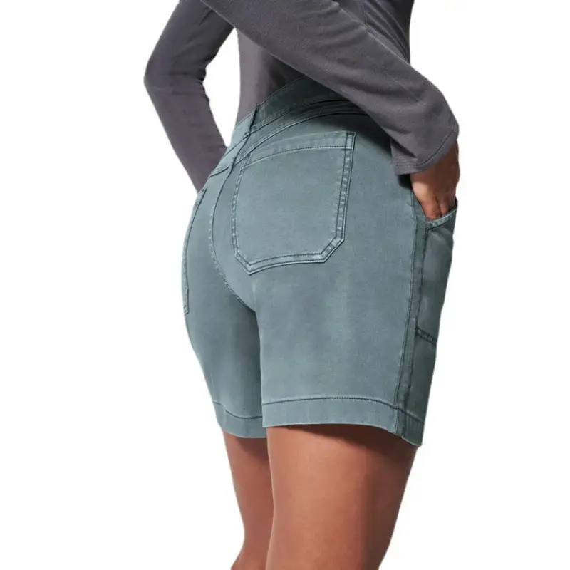 Brown Flap Pocket High Waist Shorts for Women