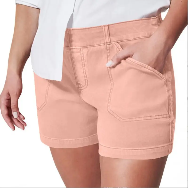 Brown Flap Pocket High Waist Shorts for Women