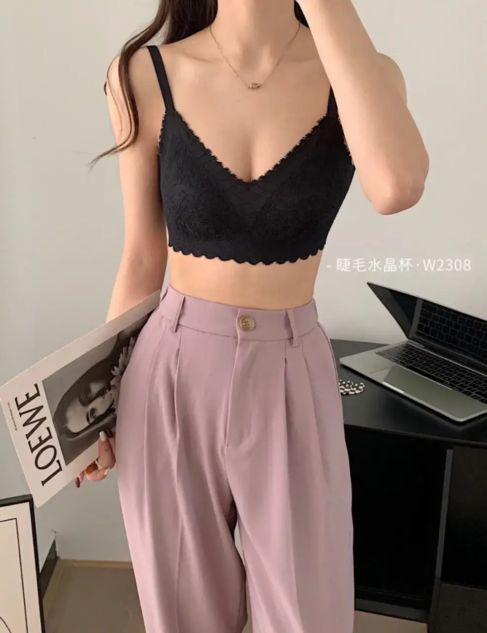 Hollow Out Small Bust Lingerie with Eyelash Lace — feature 5