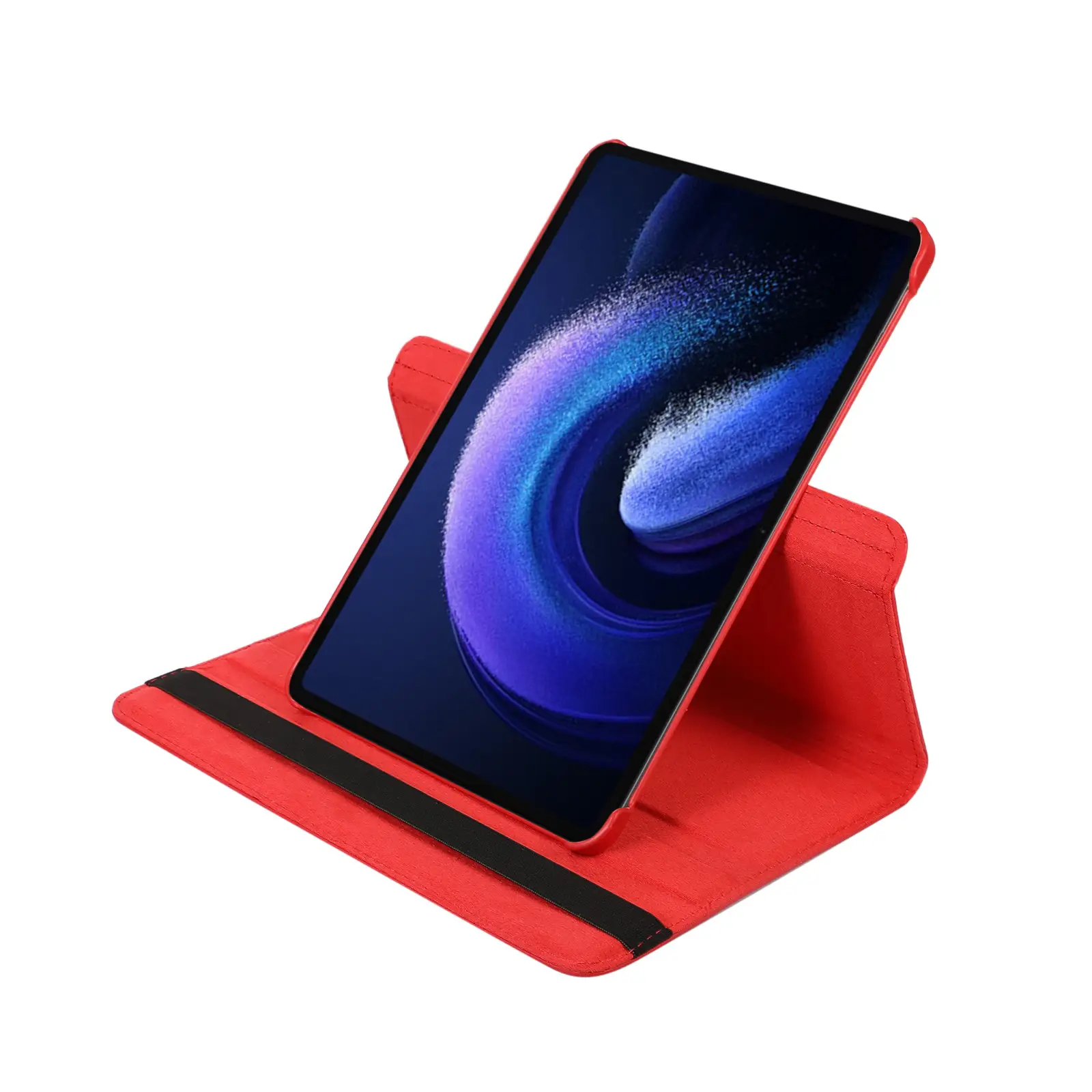 Red 11-RGB Rotating Leather Tablet Case