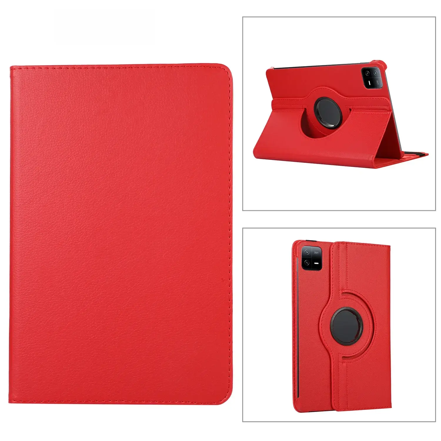Red 11-RGB Rotating Leather Tablet Case