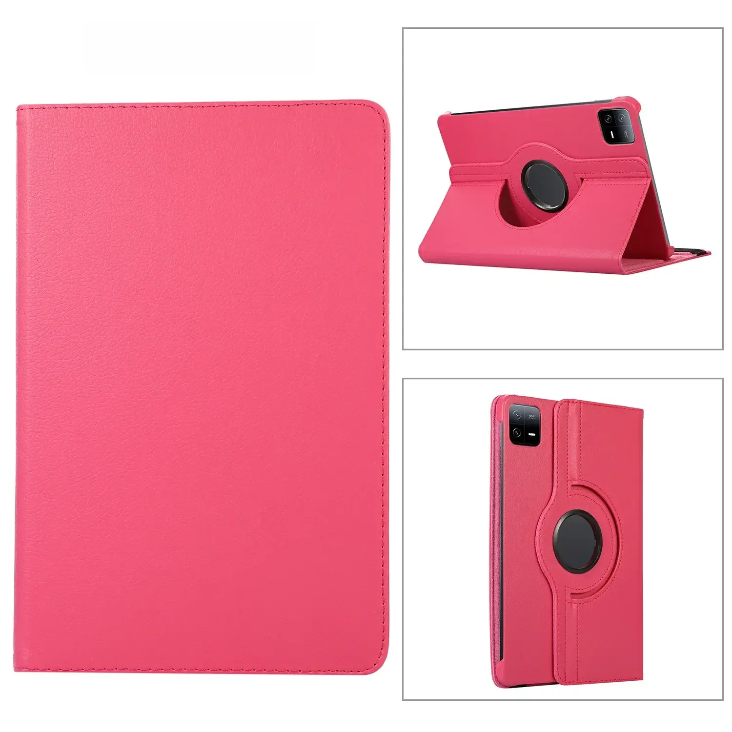 Red 11-RGB Rotating Leather Tablet Case