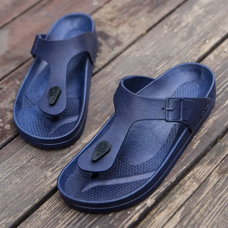 Men's Blue Rubber Flip-Flops Summer Sandals Non-Slip