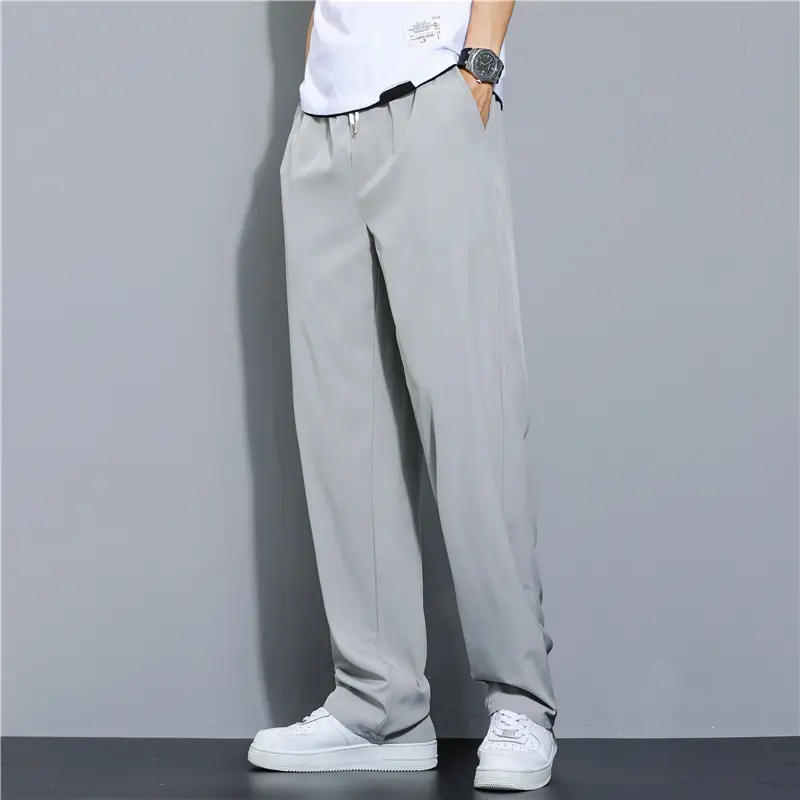 Men's Black Ice Silk Loose Fit Pants Large - Image 8