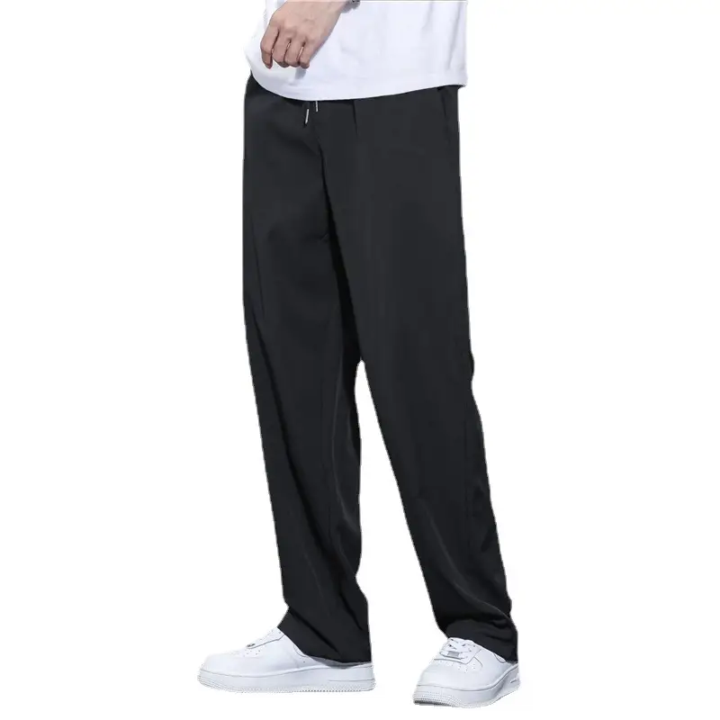 Men's Black Ice Silk Loose Fit Pants Large - Image 9