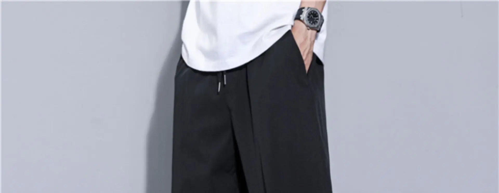 Men's Black Ice Silk Loose Fit Pants Large — feature 21