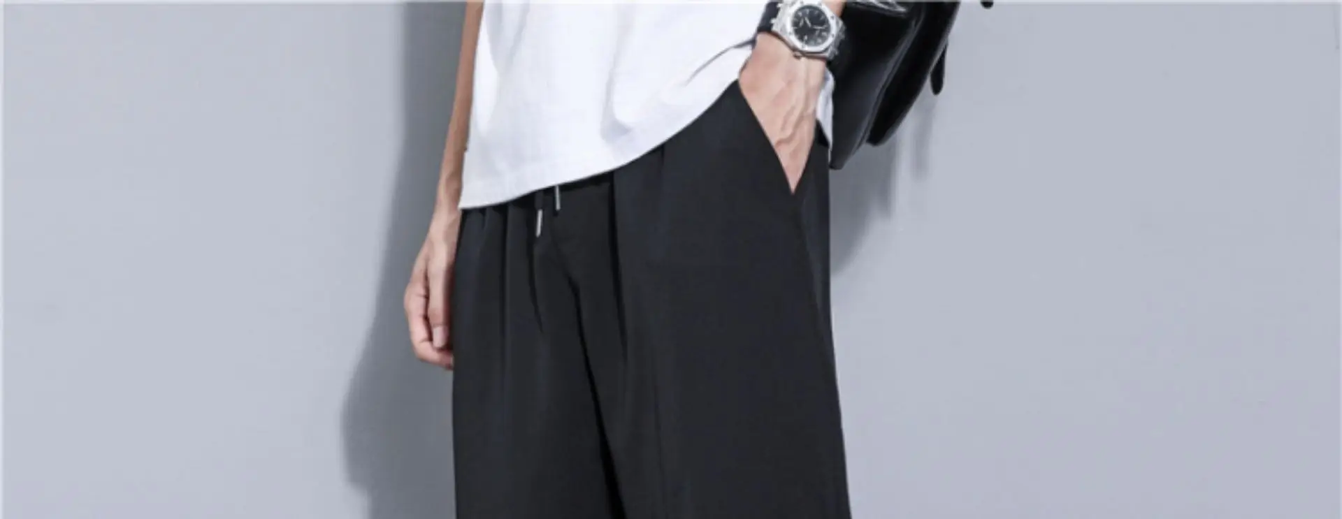 Men's Black Ice Silk Loose Fit Pants Large — feature 24