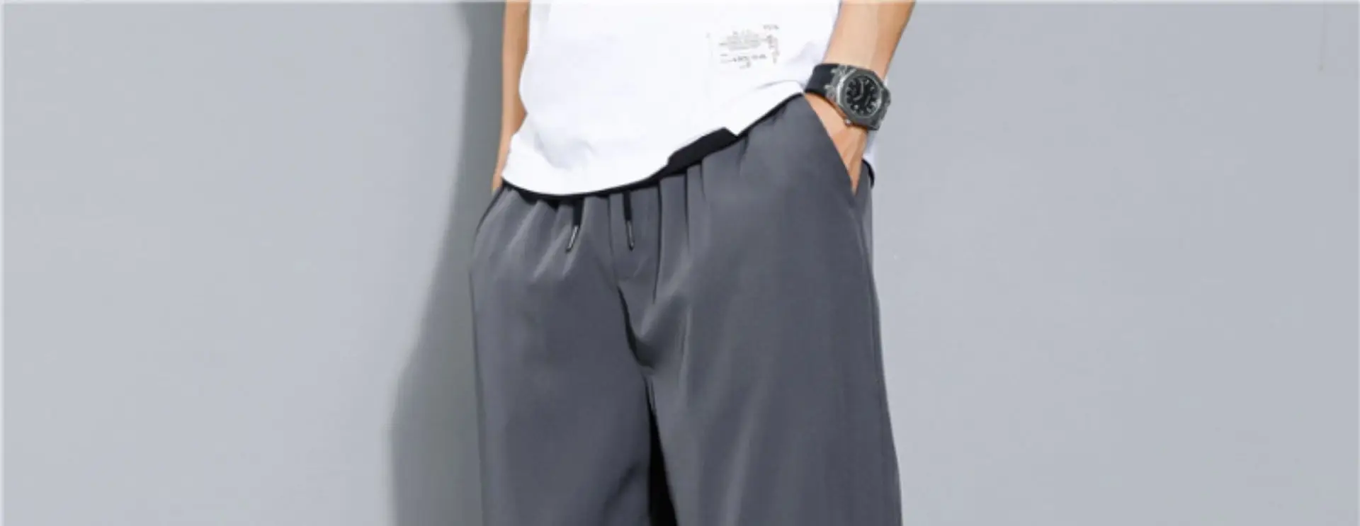 Men's Black Ice Silk Loose Fit Pants Large — feature 27