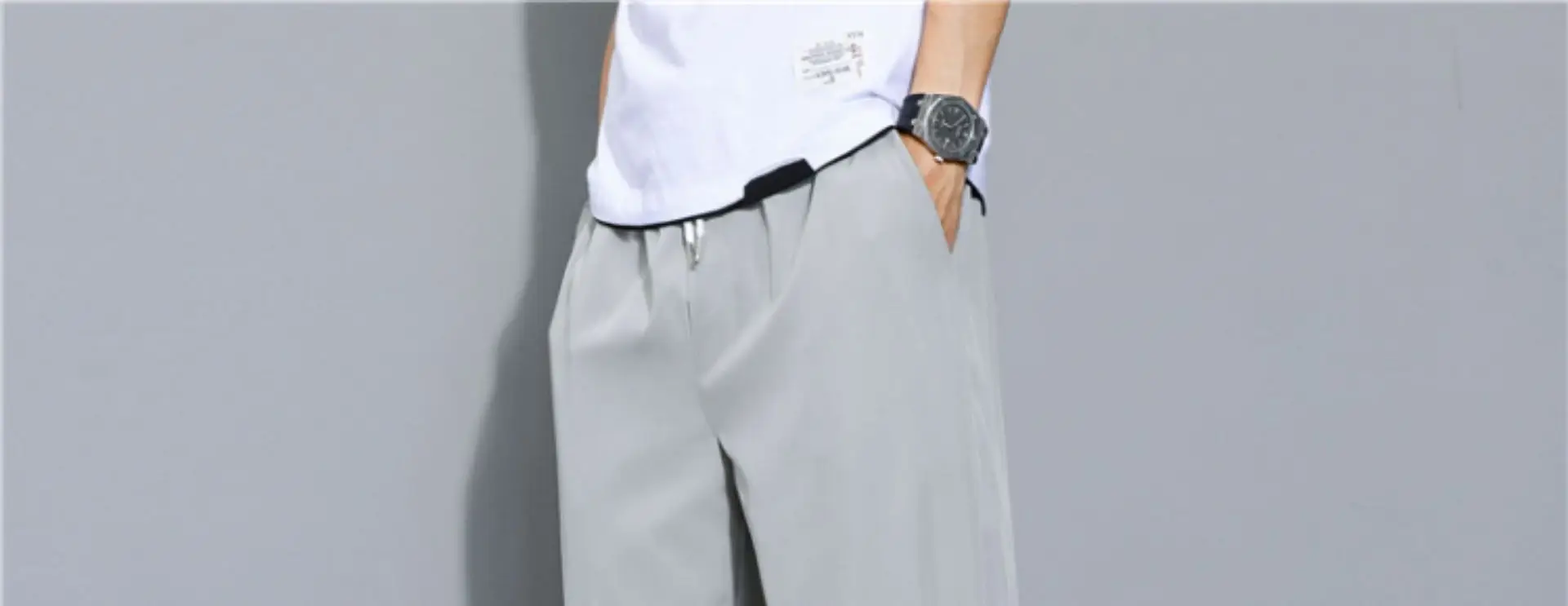 Men's Black Ice Silk Loose Fit Pants Large — feature 30
