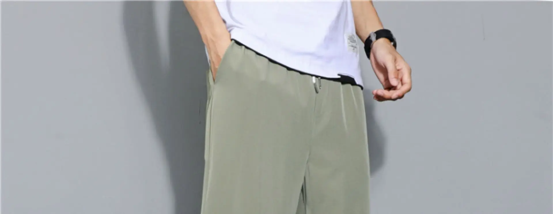 Men's Black Ice Silk Loose Fit Pants Large — feature 33