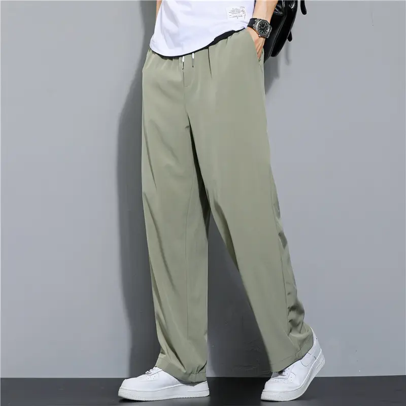 Men's Black Ice Silk Loose Fit Pants Large - Image 4