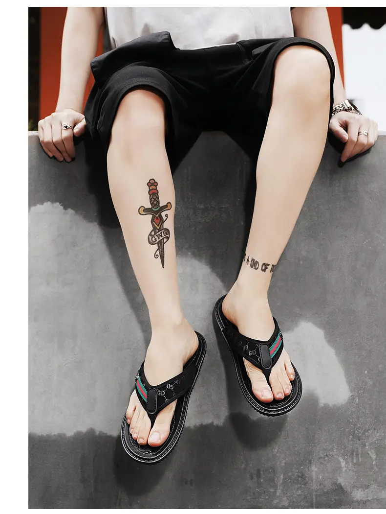 Men's Black Croc Croc Flip Flops with Gucci Logo — feature 13