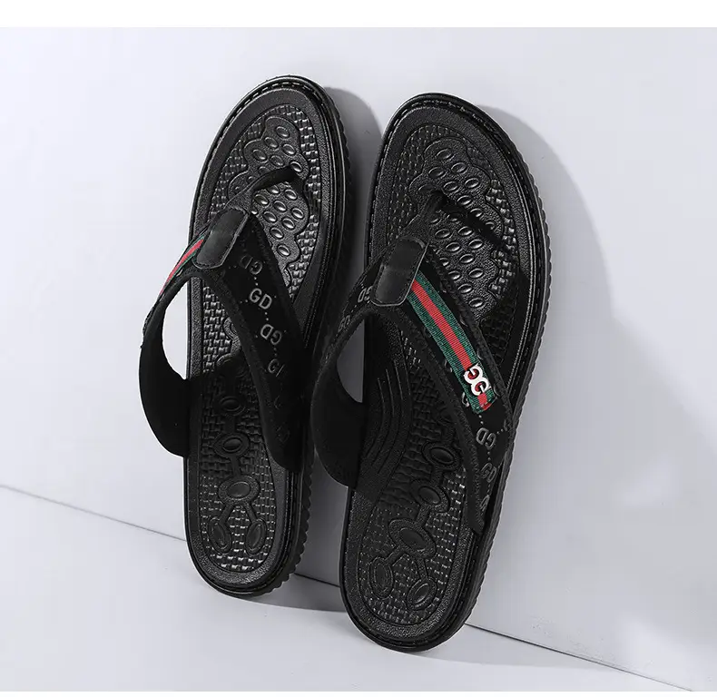 Men's Black Croc Croc Flip Flops with Gucci Logo — feature 16