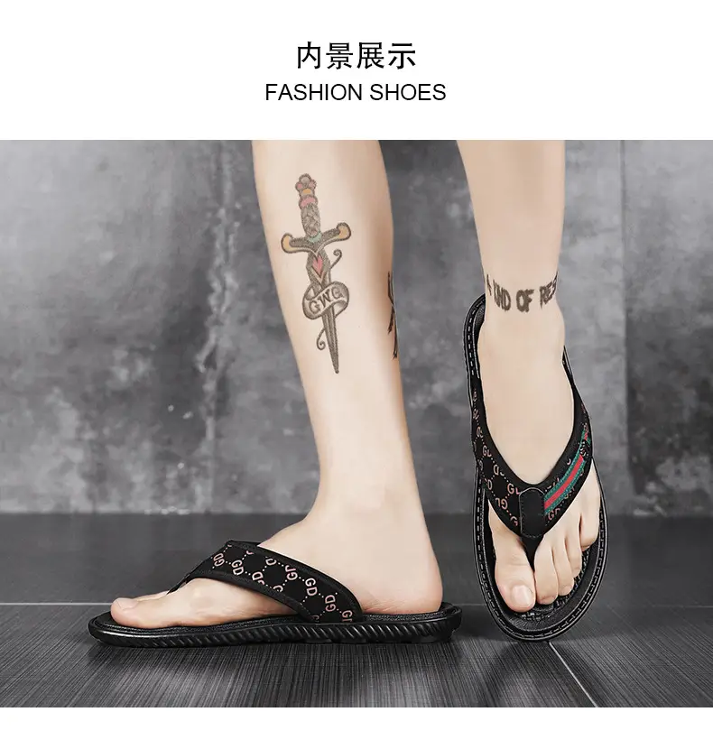 Men's Black Croc Croc Flip Flops with Gucci Logo — feature 18