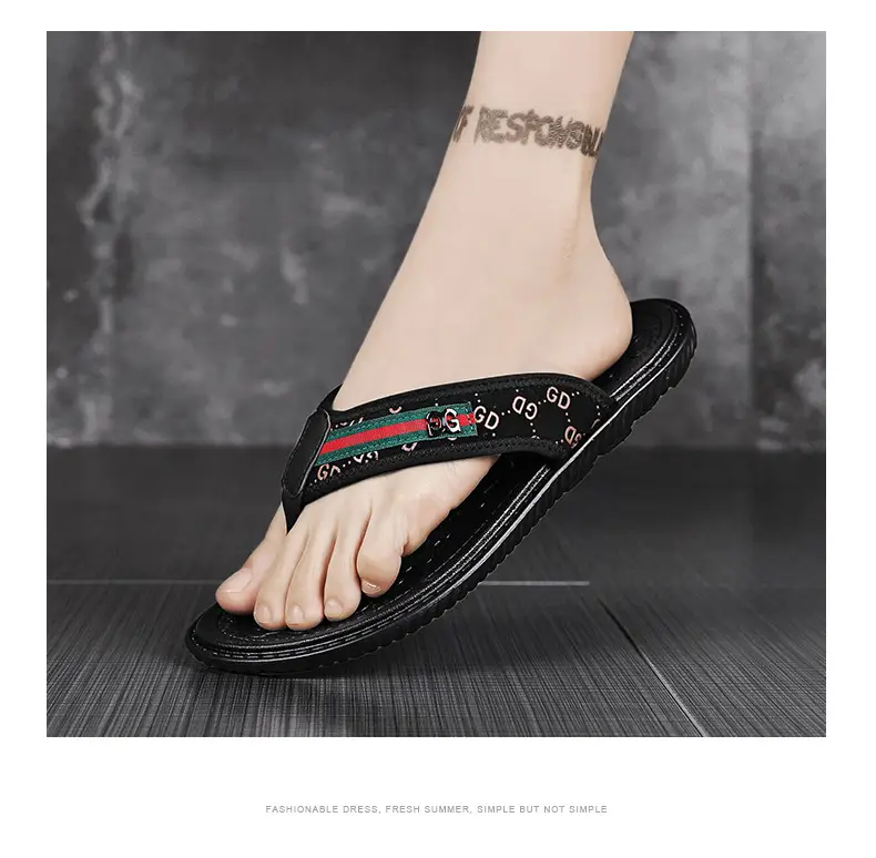 Men's Black Croc Croc Flip Flops with Gucci Logo — feature 19