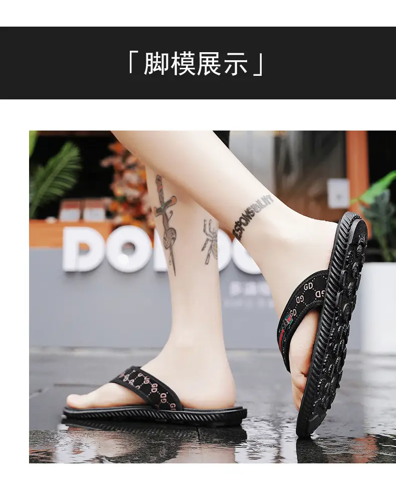 Men's Black Croc Croc Flip Flops with Gucci Logo — feature 8