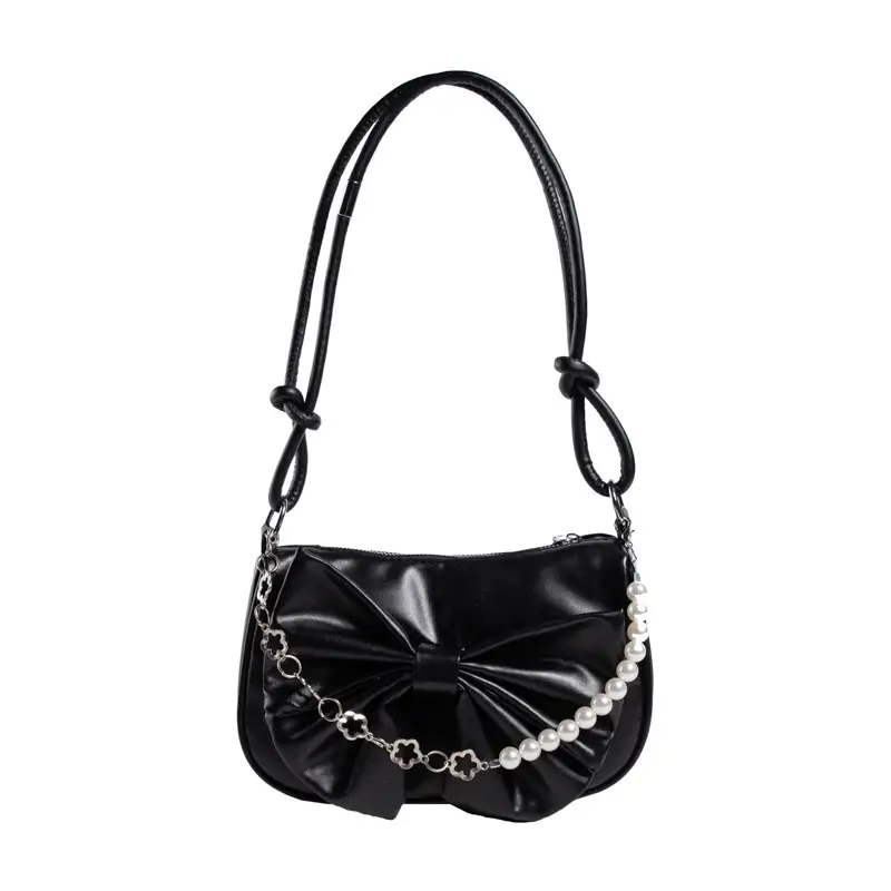 Pink Pearl Bow Shoulder Bag for Women