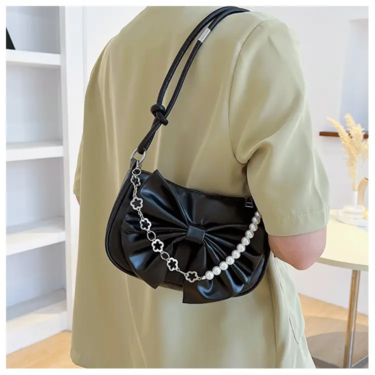 Pink Pearl Bow Shoulder Bag for Women — feature 10