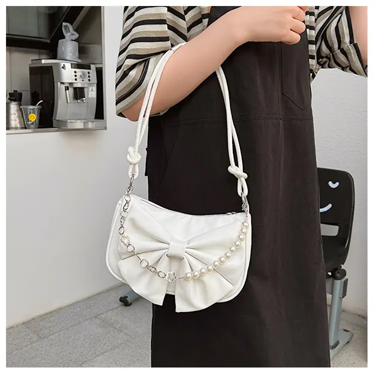 Pink Pearl Bow Shoulder Bag for Women — feature 15