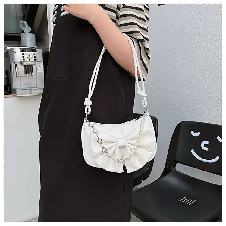 Pink Pearl Bow Shoulder Bag for Women — feature 16