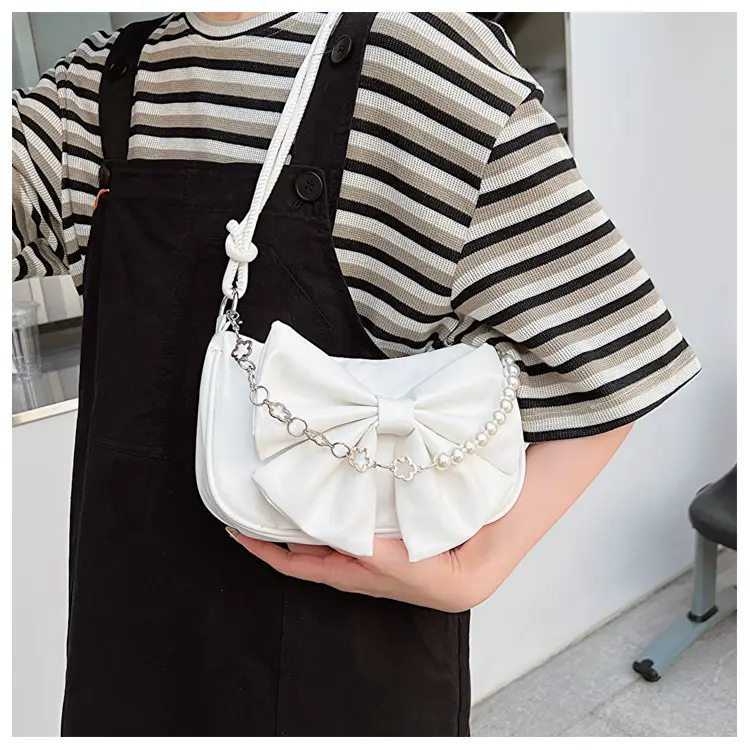 Pink Pearl Bow Shoulder Bag for Women — feature 18