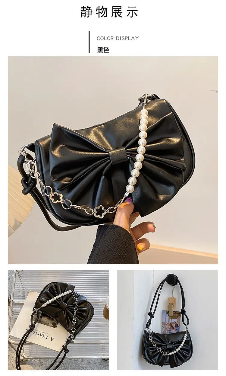 Pink Pearl Bow Shoulder Bag for Women — feature 19