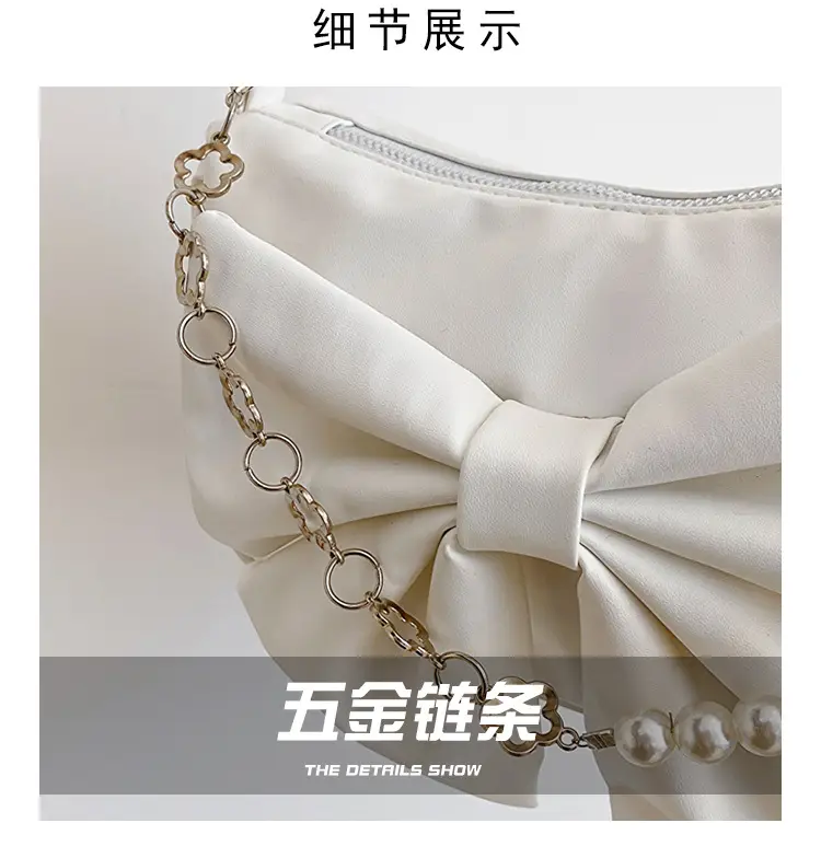 Pink Pearl Bow Shoulder Bag for Women — feature 2