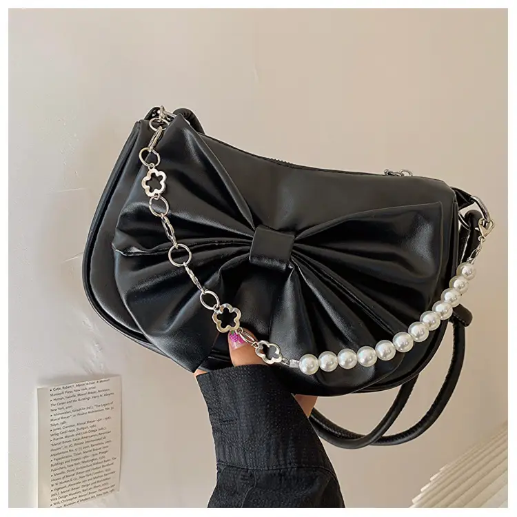 Pink Pearl Bow Shoulder Bag for Women — feature 20