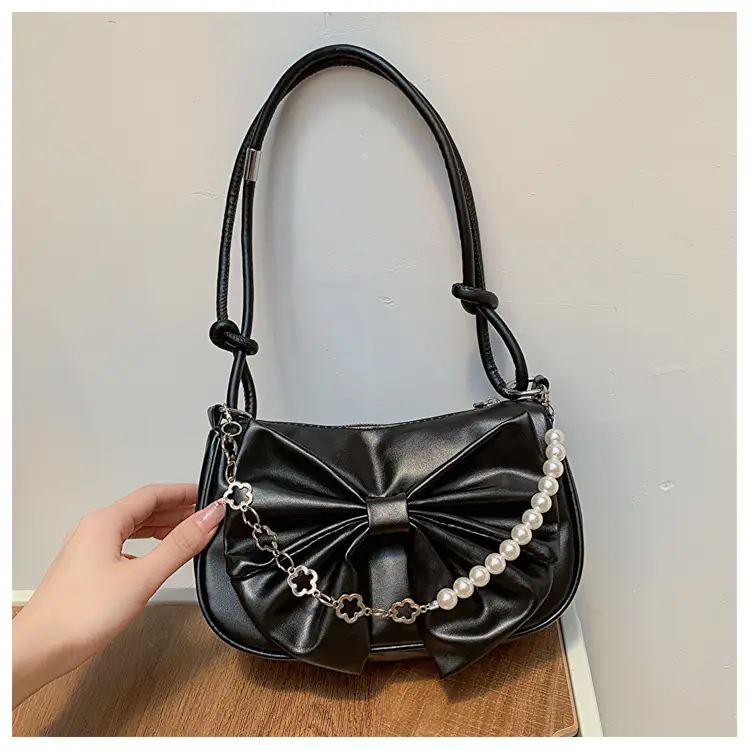 Pink Pearl Bow Shoulder Bag for Women — feature 21
