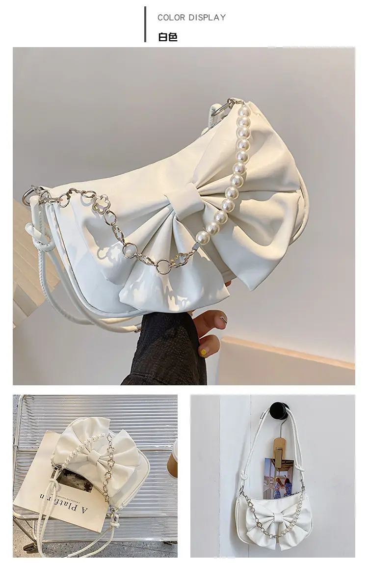 Pink Pearl Bow Shoulder Bag for Women — feature 22