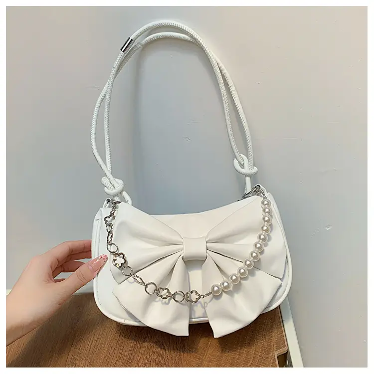 Pink Pearl Bow Shoulder Bag for Women — feature 23