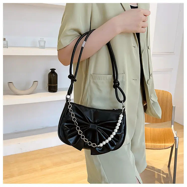 Pink Pearl Bow Shoulder Bag for Women — feature 7