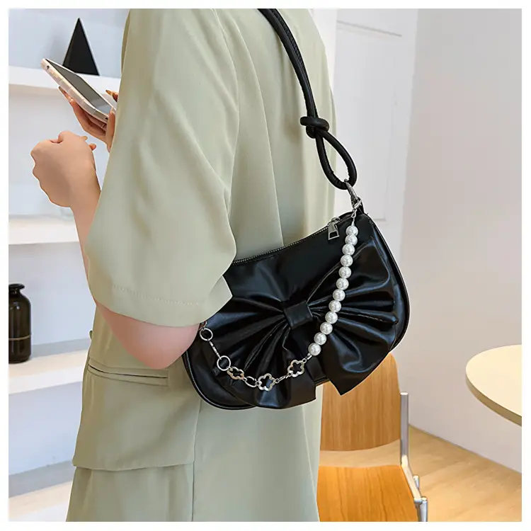 Pink Pearl Bow Shoulder Bag for Women — feature 8