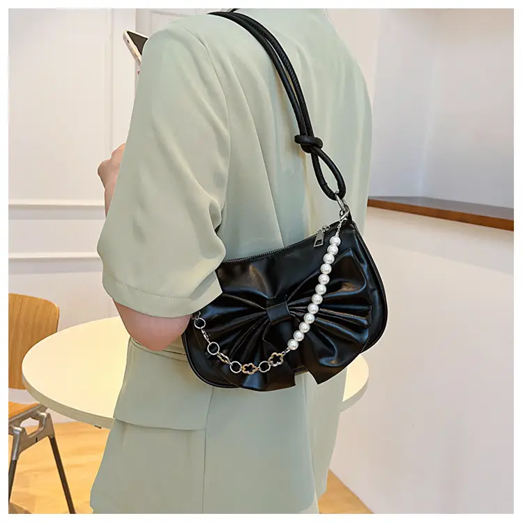 Pink Pearl Bow Shoulder Bag for Women — feature 9