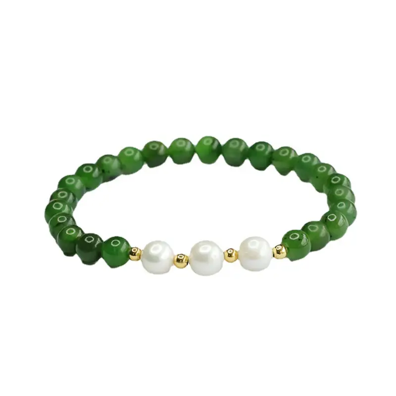 Green Jade Pearl Bracelet Ancient Style Jewelry - Image 6