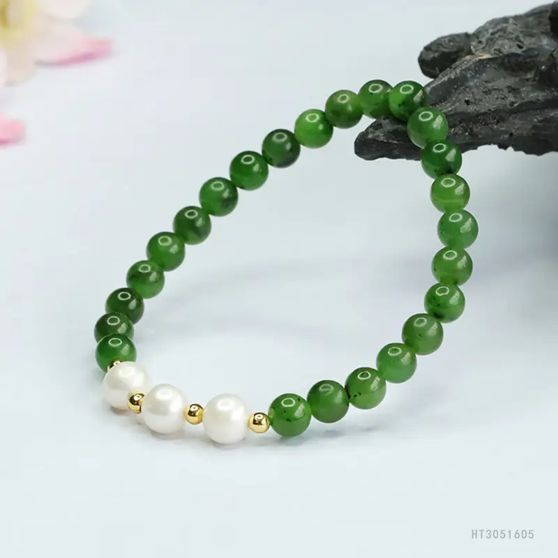 Green Jade Pearl Bracelet Ancient Style Jewelry — feature 11